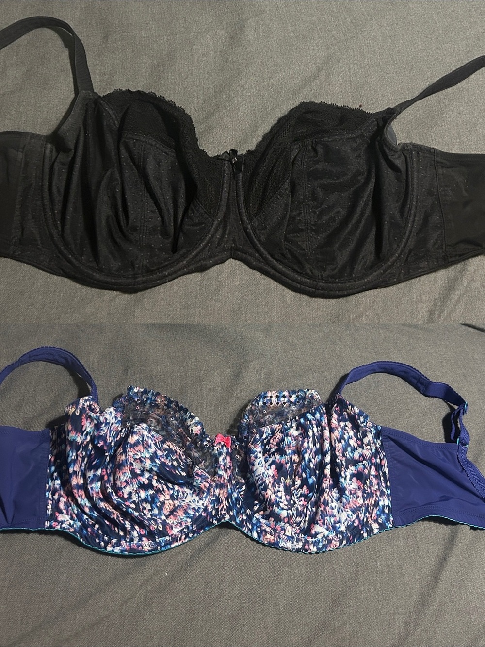 2 bras- Panache, one floral one black lace
